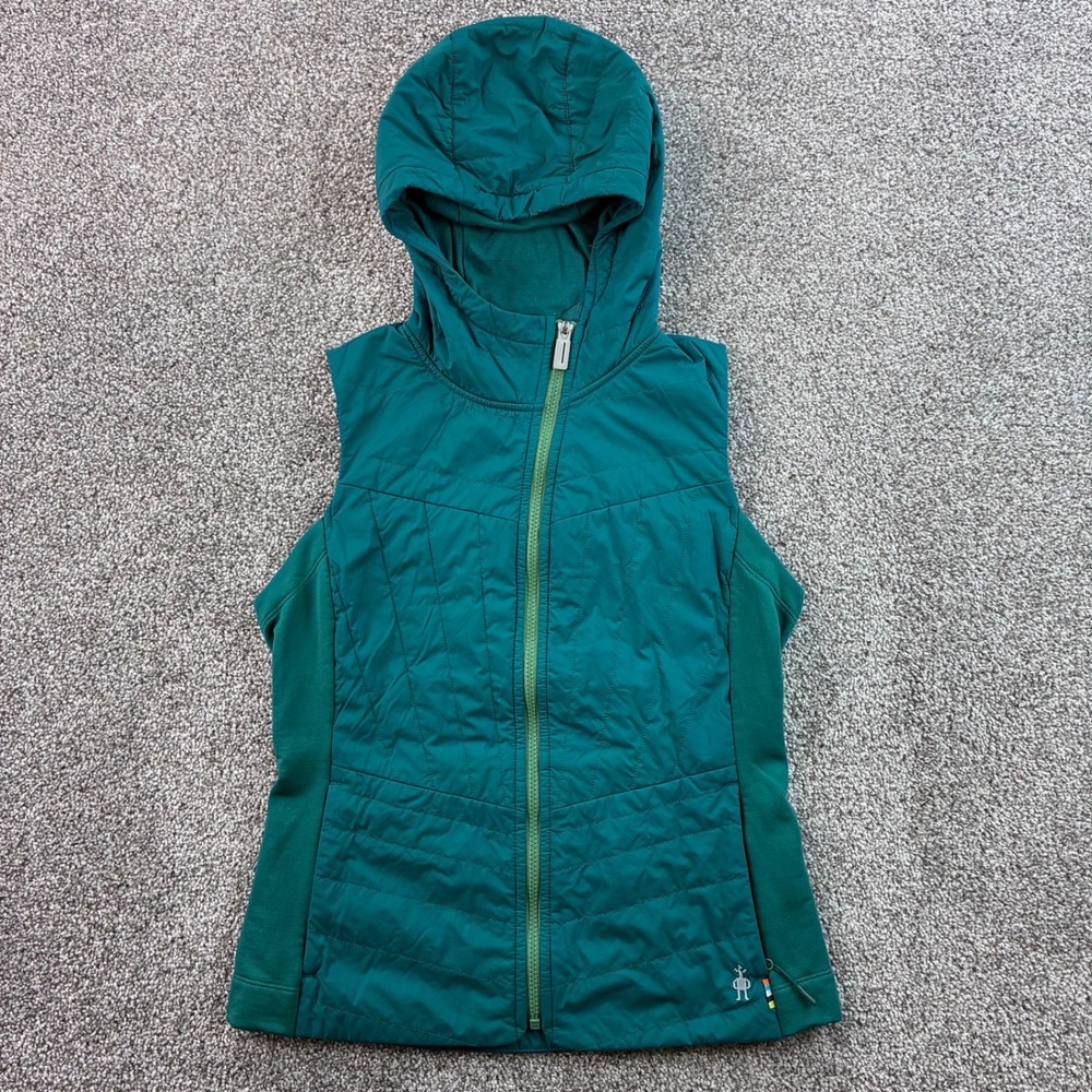 Smartwool Smartloft 60 Hooded Vest Womens S Green Merino Wool Insulated SW017118